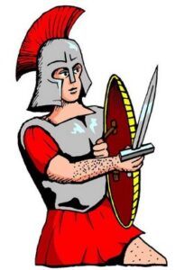 Theseus ready for battle with sword and shield