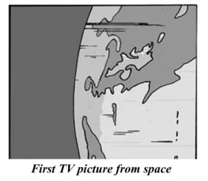 A picture of 1st TV picture from space