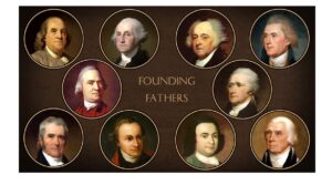 A picture of each each of the founding fathers.