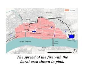 Map showing the extent of the fire