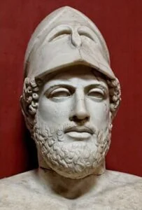 A statue ofthe head of Pericles