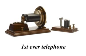 A drawing of the first ever telephone